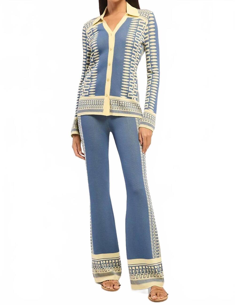 NEW MISA LOS ANGELES women's leonie pant in aegean geometry blue